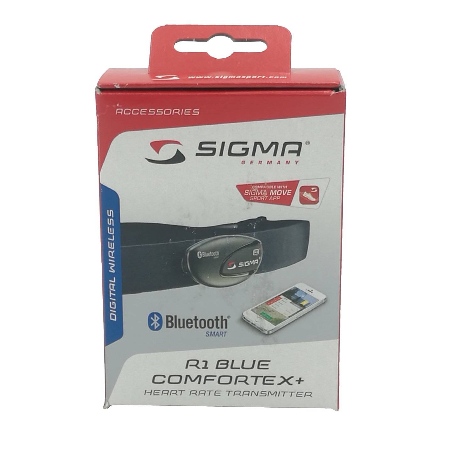 Купить датчик пульса sigma sport r1 blue comfortex+ bluetooth smart, 20328  , цена в интернет магазине Навелосипеде.рф